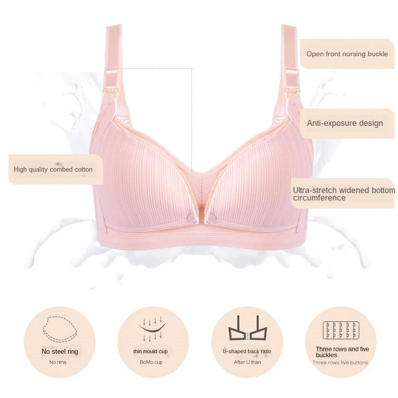 Neue Baumwolle Still-Bh Natürliche Farbe Sommer Atmungs Stillen Bhs für Frauen Mutterschaft Bh Plus Größe Schwangerschaft Kleidung