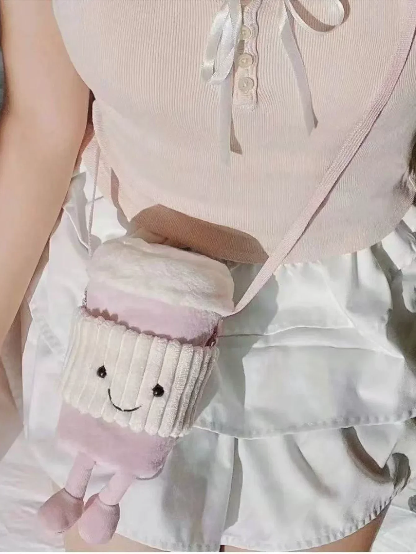 Nachbildung von Cartoon-Kaffee-Milch-Teebeuteln, interessanter Anhänger, Plüschtier, Schlüsselanhänger, Puppen, begleitende Tassen, Umhängetaschen aus Plüsch