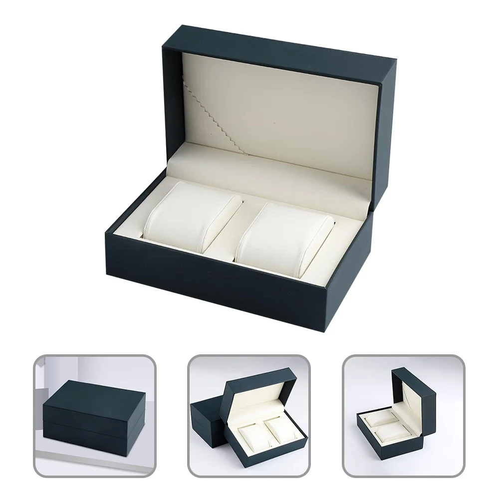 

Dual Slot Watch Box Premium PU Jewelry Storage Case Compact Light Weight Secure Closure Modern Display Solution Bracelet