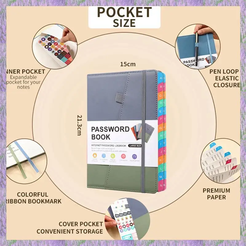 

2025 New-2X Password Keeper Book With Alphabetical Tabs For Password Notebook For Internet Website Address Log In Detail,C