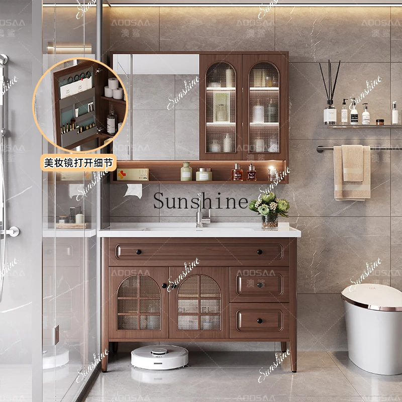 مجموعة خزانة حوض غسيل الحمام الفرنسية الرجعية مع أرجل أرضية من النوع FT #3