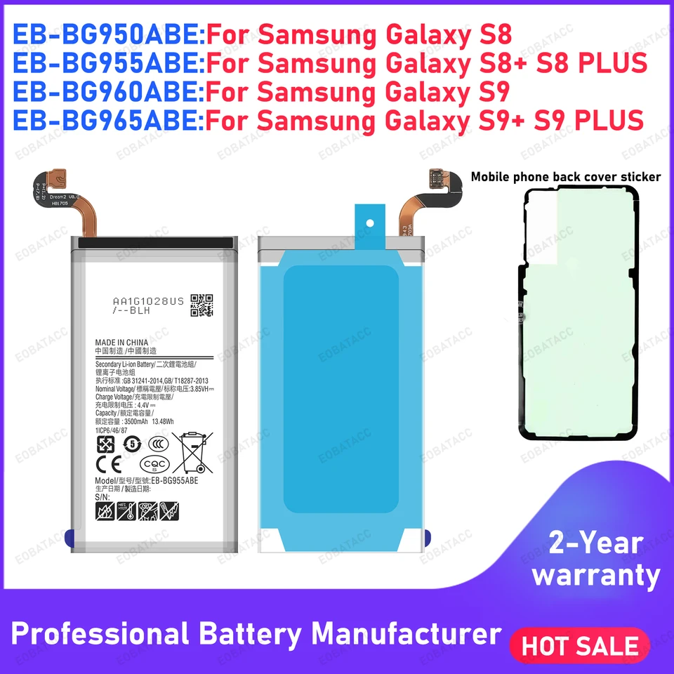 Batería de repuesto para Samsung Galaxy S8 S9 PLUS S8+ S9+ EB-BG950ABE EB-BG955ABE EB-BG960ABE EB-BG965ABE con herramientas de reparación