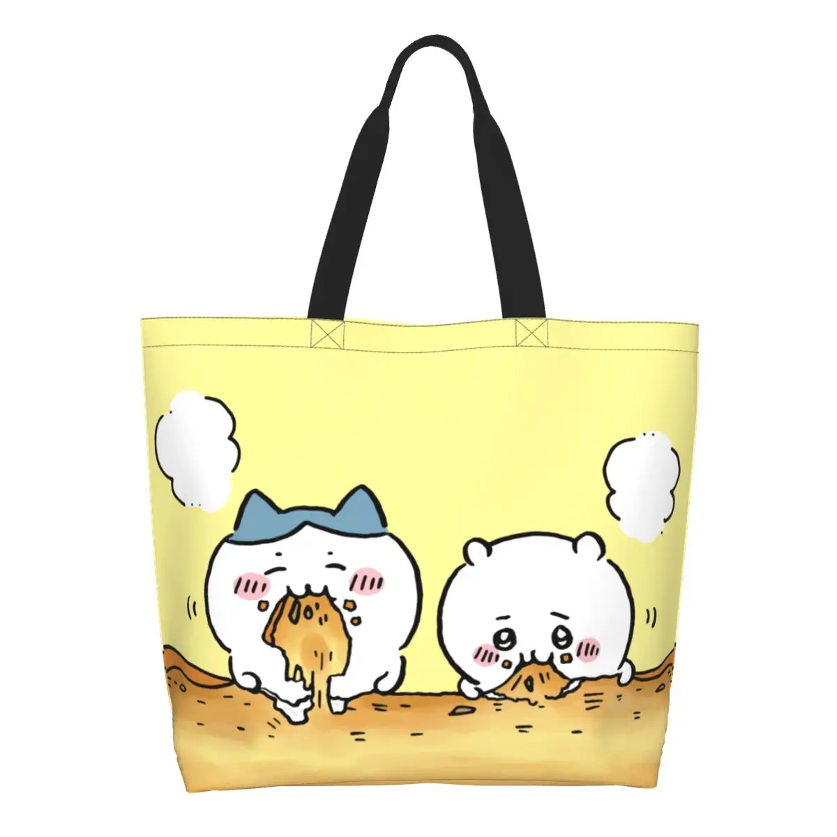 Custom Cartoon Chiikawa Anime Grocery Shopping Tote Bag Women Popular Manga Canvas Shopper Shoulder Bag Large Capacity Handbags