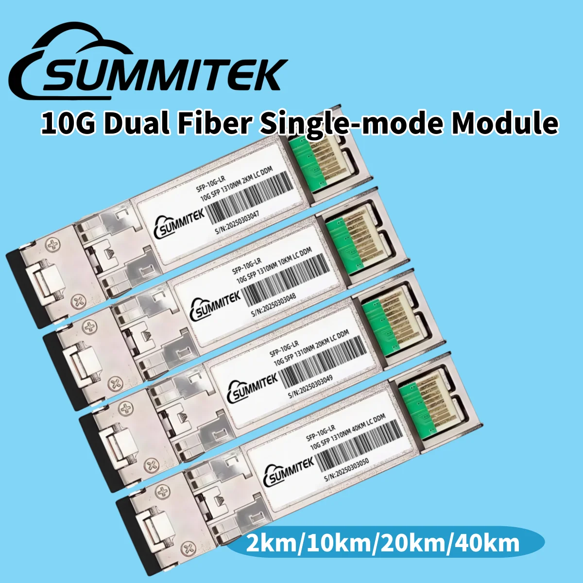 

SUMMITEK 10G SFP Module Single Mode LR Duplex LC 1310nm Fiber SFP Transceiver Module Compatible Cisco/Mikrotik Switch