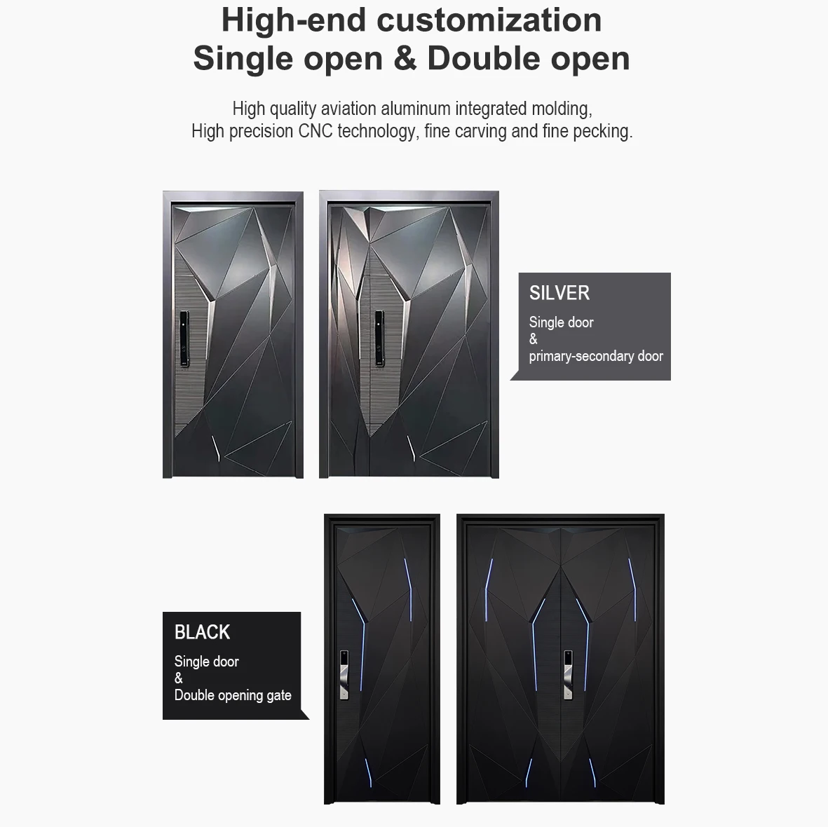 بوابة فيلا حديثة عالية الجودة منحوتة بشكل جيد ومضادة للسرقة ودخول مخصص للأمن المدرع من الألومنيوم باب مدخل أمامي خارجي #2