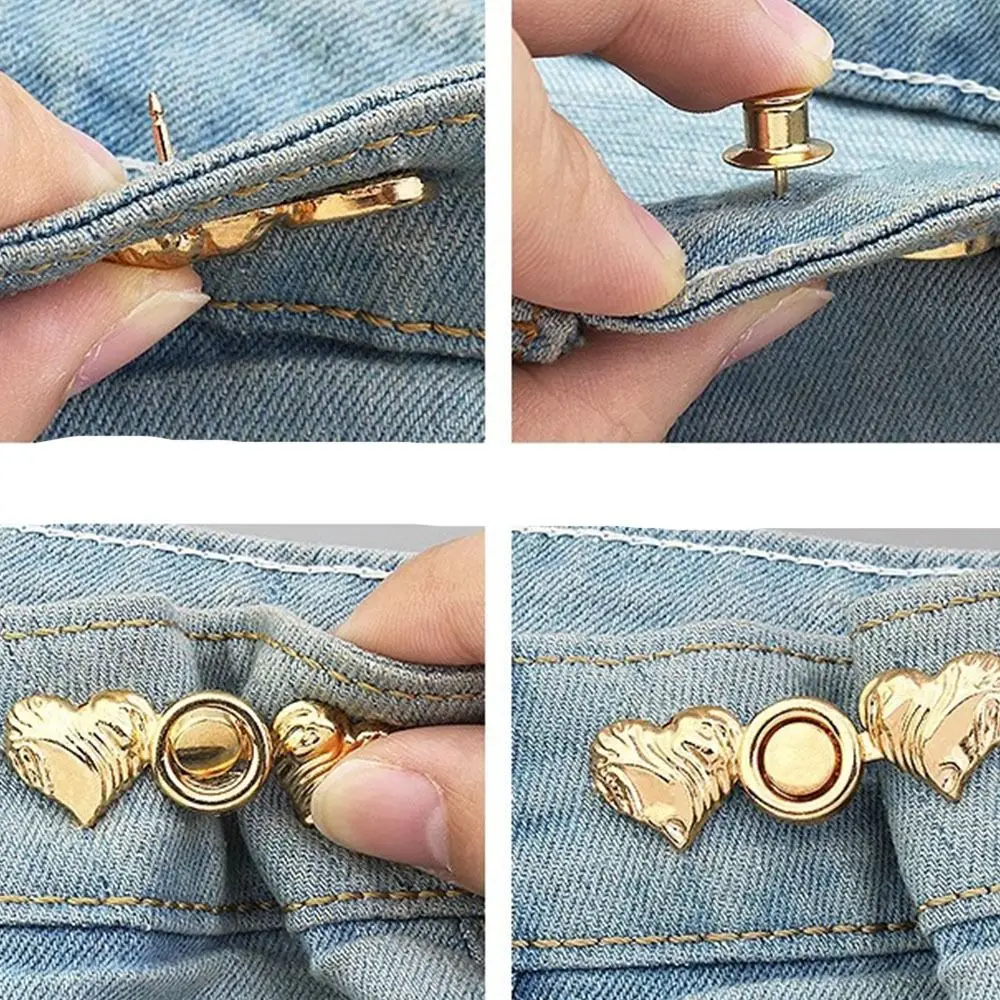 Индивидуальные съемные застежки на пуговицах с пряжкой на талии Love Heart, разноцветные регулируемые зажимы на талию, регулируемые юбки из сплава