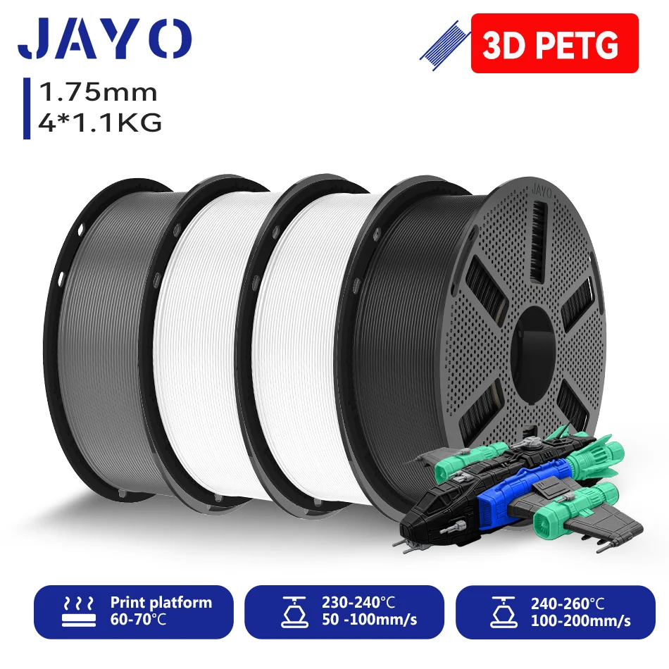 JAYO 4,4KG 3D PETG/PLA/PLA PLUS Druckerfilament 1,75mm 100% Blasenfrei Ungiftig 3D-Druckmaterialien für 3D-Drucker & 3D-Stift