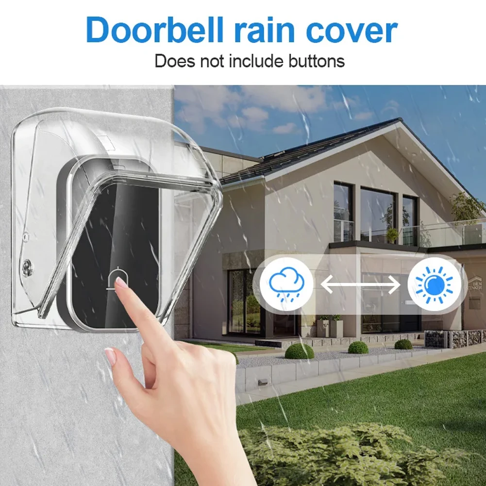 1pc Wireless Doorbell Cover Outdoor Waterproof Call Cover Transparent Protector Dustproof Door Ring Button Rain Cover