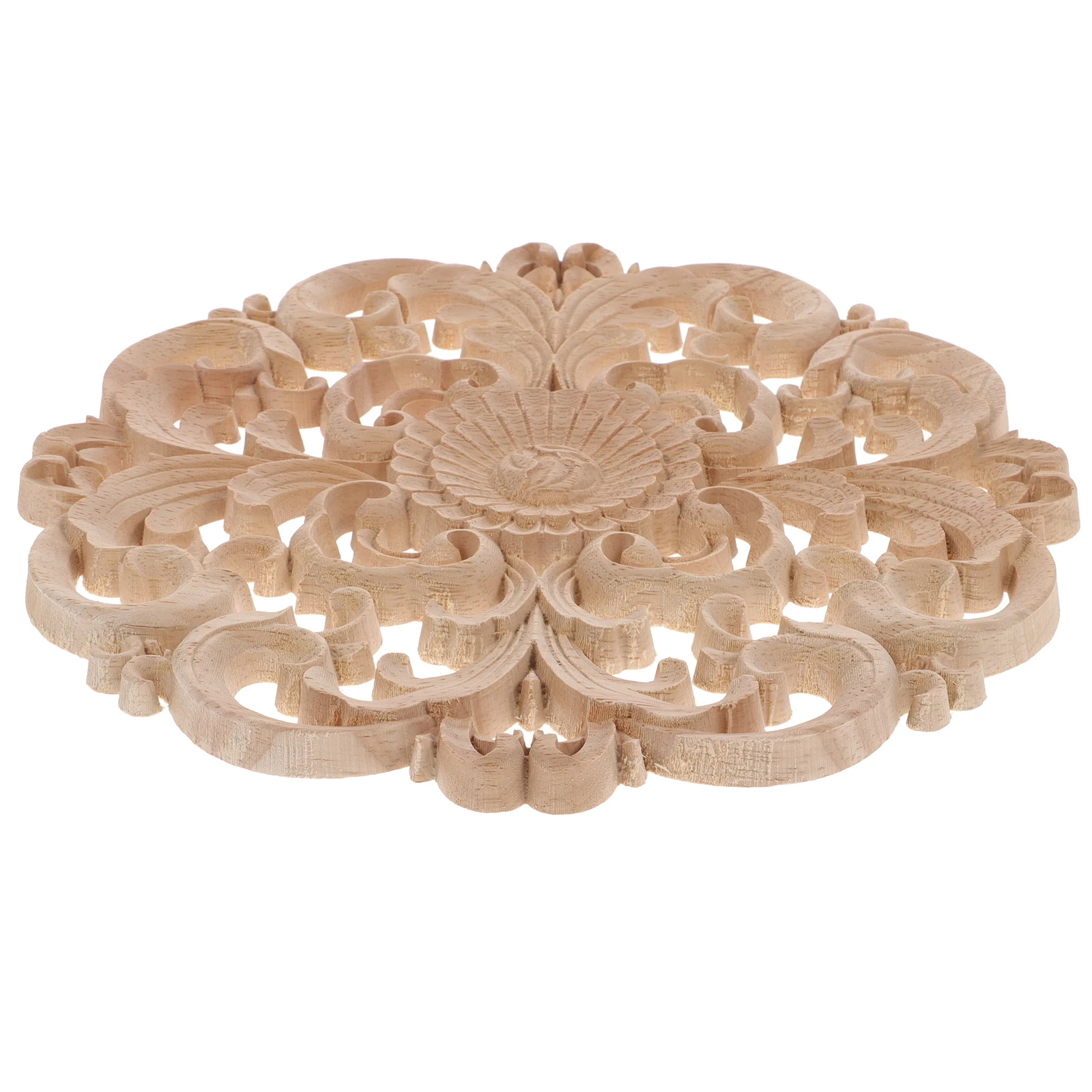 

Wood Carving Decoration Retro Wooden Appliques for Furniture Wall Decor Unpainted Frames Craft Natural Solid