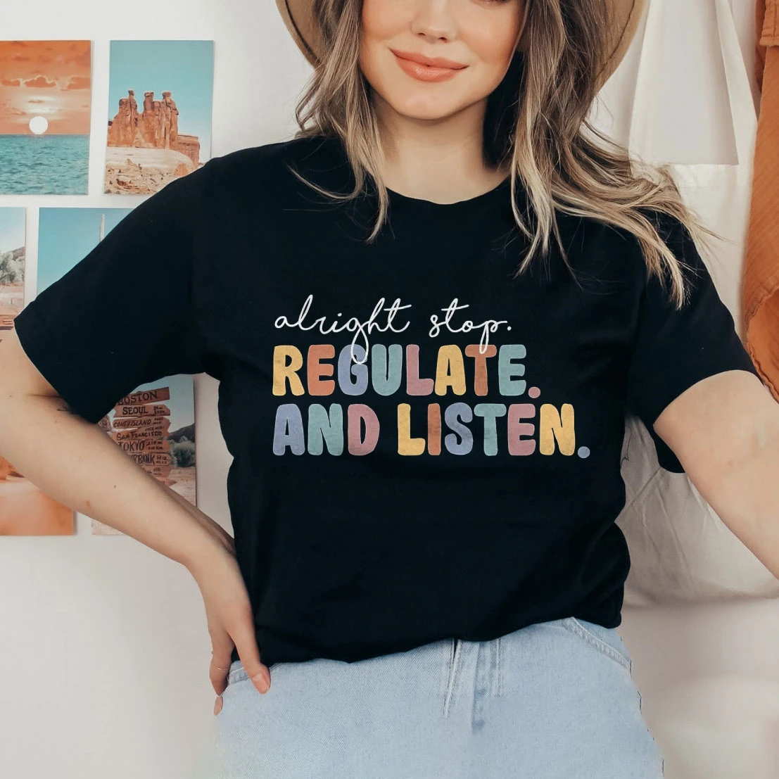 Alright Stop Regulate and Listen Shirt, Counselor Shirt, Sensory Regulation, OT Shirt, School Psychologist, Coping Skills Shirt