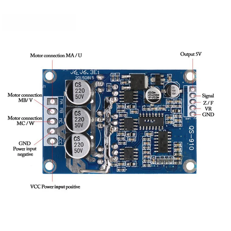 ตัวควบคุมมอเตอร์แบบไร้แปรงถ่าน DC 12V-36V 500W แบบไม่มีห้องโถงแผงควบคุม PWM บอร์ดขับรถยนต์สมดุลทนทาน