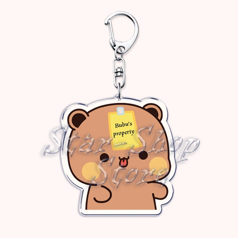 Lovely Bubu Dudu Rose Love Keychains Couple Bear Panda Keyrings for Accessories Bag Pendant Key Chain Jewelry Fans Lovers Gifts