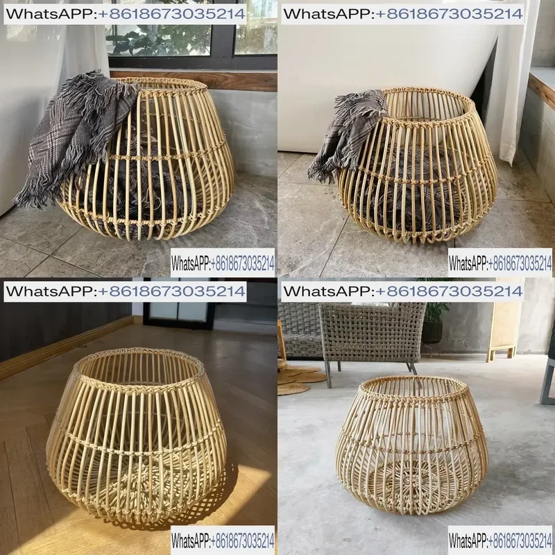 Handmade Natural Rattan Storage Basket for Living Room Snacks Dirty Clothes Decorative Home Organization Rattan Container
