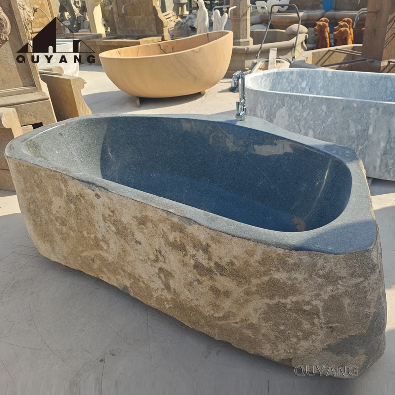 Luxury Stone Baths,QUYANG Custom Luxury Home Hotel Antique Natural Stone Bath Tub  standing Marble Bathroom Bathtub