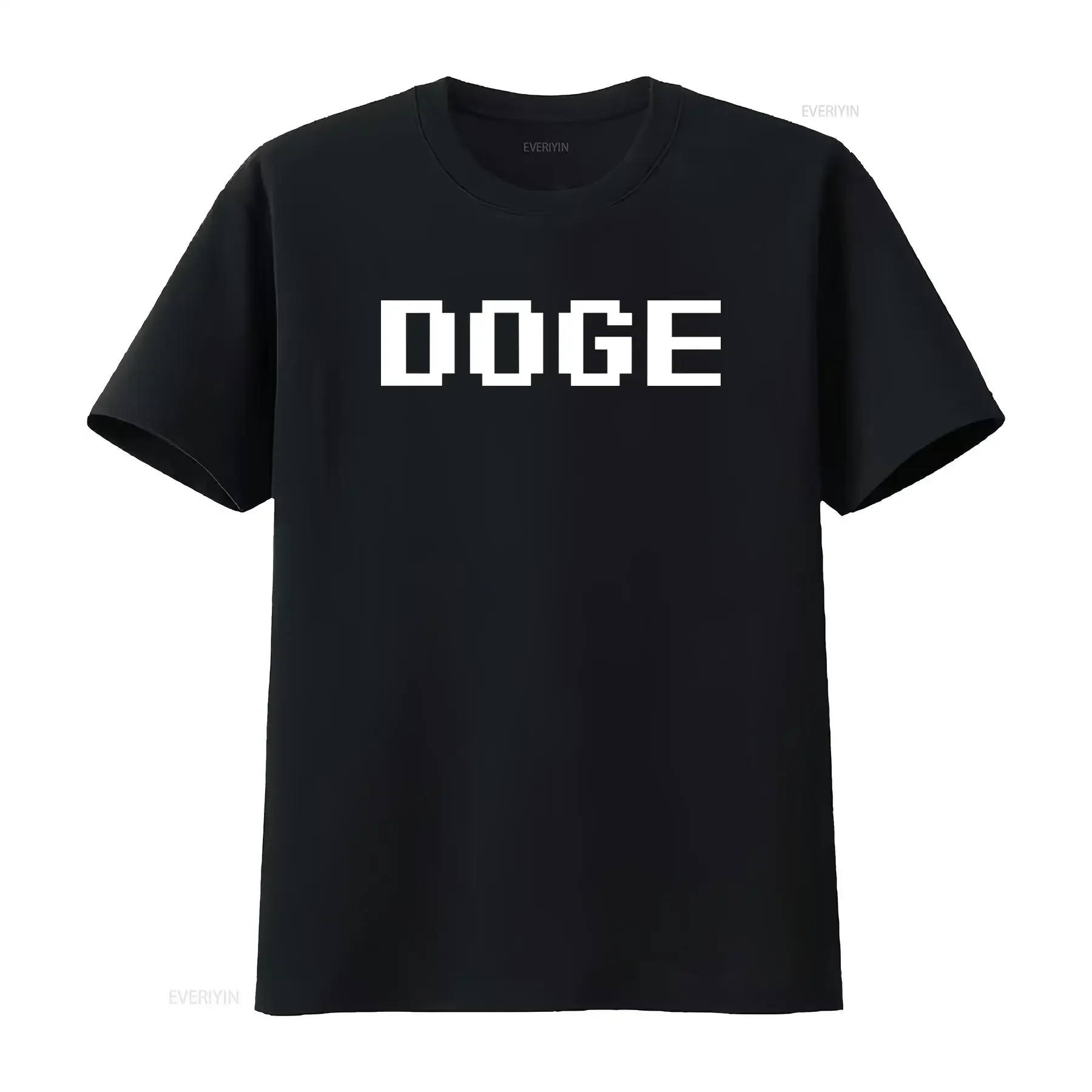 Doge D O G E Pixel Bitmap Font T Shirt for Fashion Streetwear vintage Washed homme Casual designer clothes Stretched Slightly