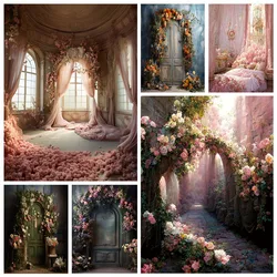 Mehofond Hand Painting Floral Window Spring Garden Backdrop Maternity Photography Oil Abstract Background Flower Door Photocall