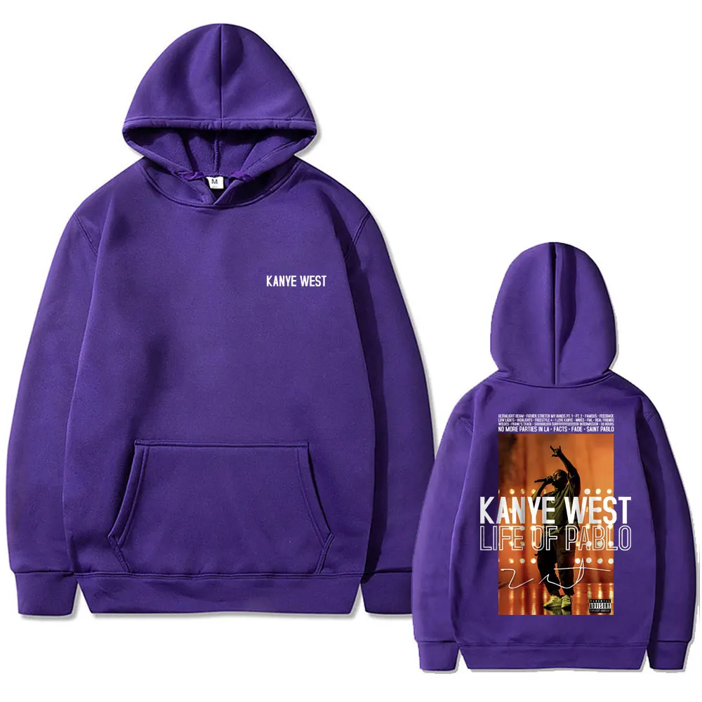Rapper Kanye West The Life of Pablo Graphic Hoodie Men's Vintage Casual Fleece Sweatshirt Men Women Hip Hop Oversized Hoodies