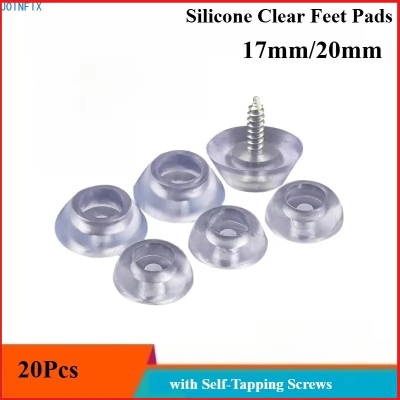 17mm 20mm Silicone Clear Furniture Pads with Self-Tapping Screws Non-Slip Floor  for Chair Table Cabinet Sofa Anti-Scratch