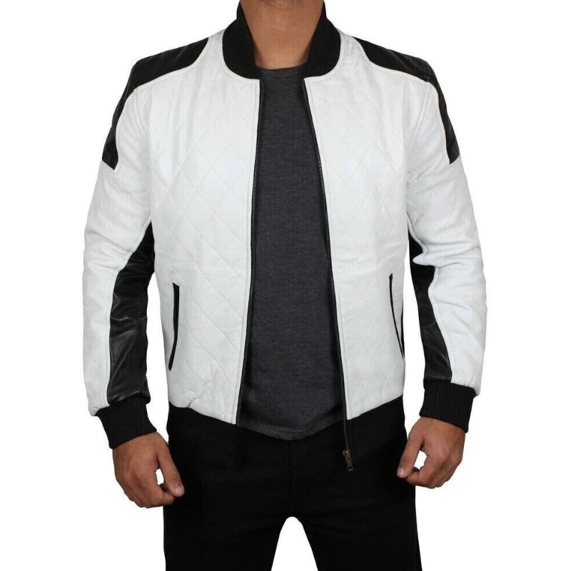 

Men's Real Bomber Style Genuine Lambskin Full Zipper Leather Jacket Classy Biker