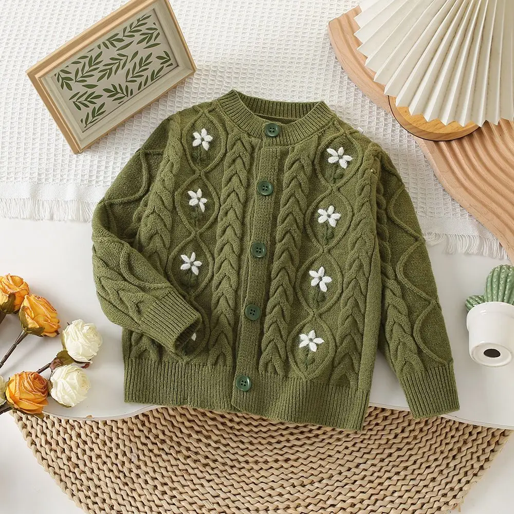 Autumn Winter  Casual Sweaters Cotton Clothes Girls' Outerwear 2024 New Children's Knitted Cardigan image 6