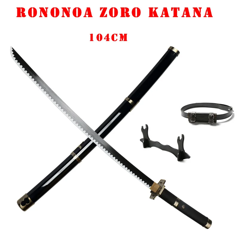 Patrón de origen de Anime Rononoa Zoro Katana con soporte para espada y espada de 104cm/41 "Nidoai kitetsu, accesorios de armas de personajes de Cosplay