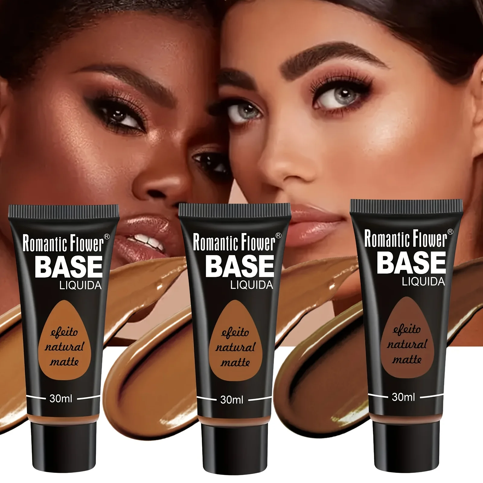 3-color liquid foundation, long-lasting complexion, suitable for normal and dry skin, long-lasting full coverage, matte finish,