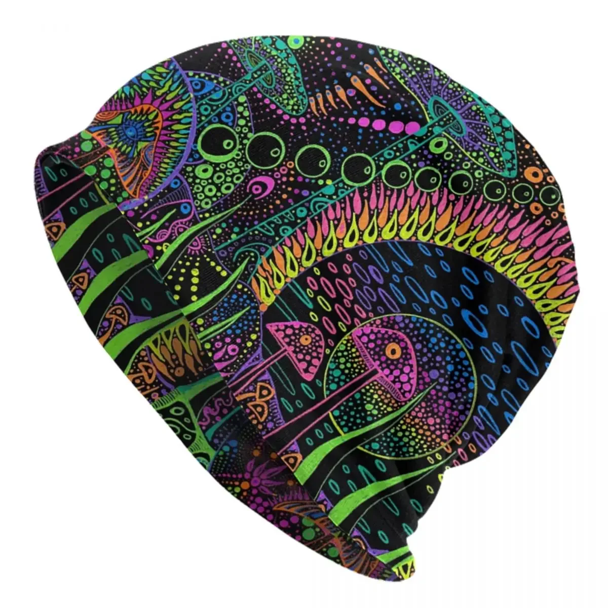 Magic Mushroom Trippy Psychedelic Neon Pastel Goth Bonnet Hat Knitting Hat Men Women Unisex Warm Winter Beanies Cap