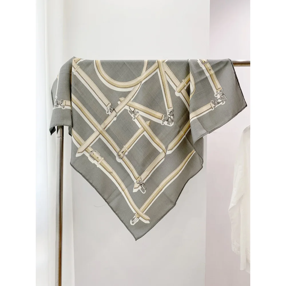 

Double Print Silk Wool Scarf Luxury Designer Women Hair Head Scarfs for Female Herms Rolled Shawls Square Handkerchief Christmas