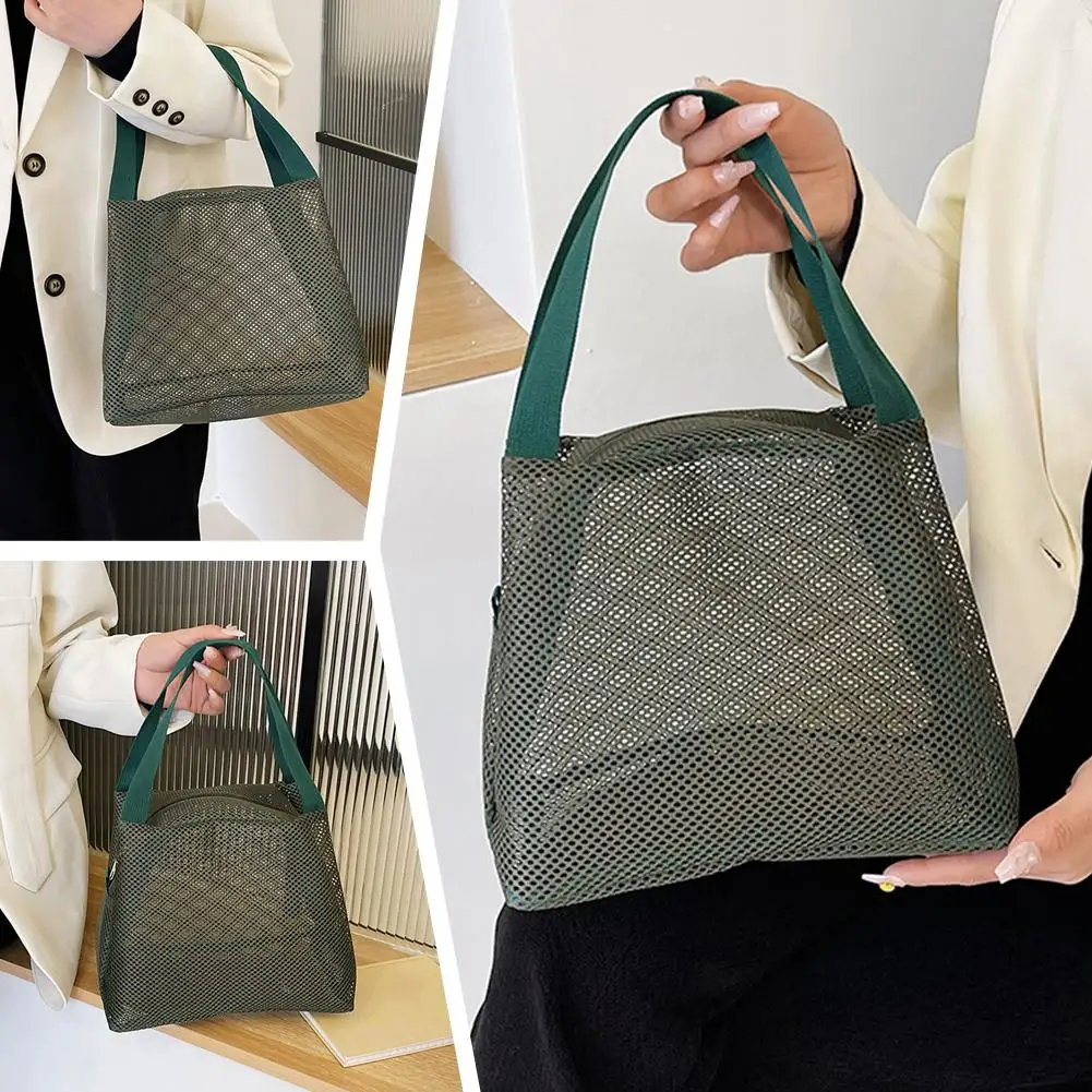 

Сетчатая сумка большой вместимости с застежкой-молнией, портативная сумка для хранения, многофункциональная сумка для туалетных принадлежностей, пляжная сумка, дорожная сумка для плавания, косметичка