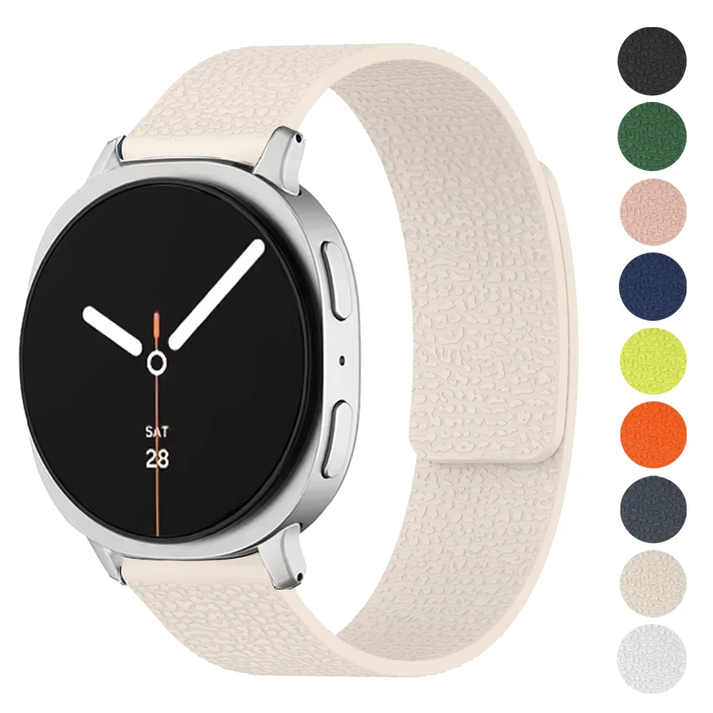 

Magnetic Loop For Samsung Galaxy Watch 8 strap 40/44mm Silicone Lychee pattern Bracelet Correa Galaxy watch 8 classic 46mm Band