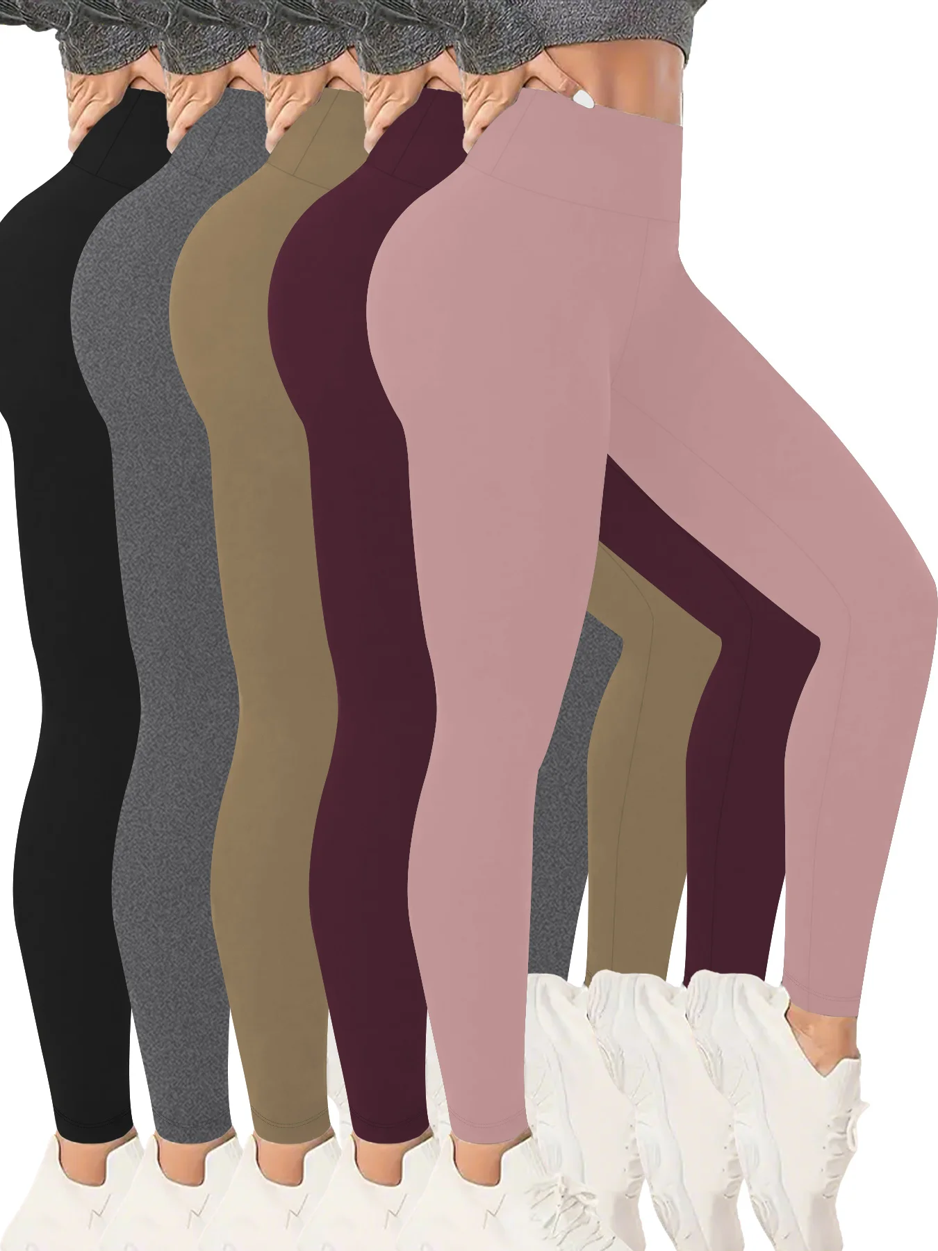 

5 Pack Women's High Waisted Leggings with Tummy Control-Super Soft Fabric Ideal for Yoga Running Workout and Relaxing at Home ﻿