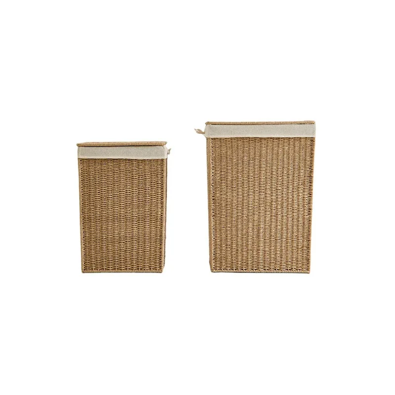 Laundry basket with lid, foldable paper rope woven dirty clothes basket, large-capacity clothes hand-woven storage basket