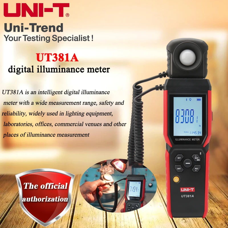 

UNI-T Intelligent Bluetooth Communication Handheld Digital Illuminance Meter UT381A/400000lx lux meter/99 sets of data storage