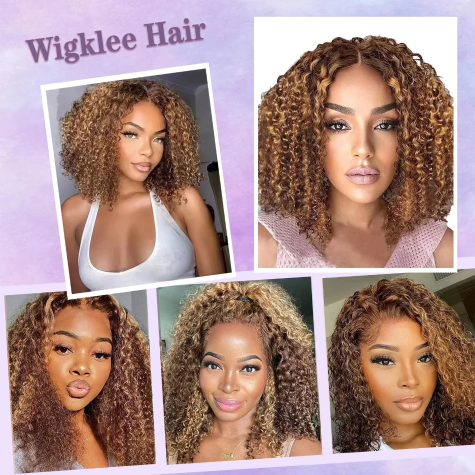 Highlight Short Bob Deep Wave Wig Human Hair P4/27 Colored Ombre 5x5 HD Lace Frontal Wigs Pre Plucked With Baby Hair Natural Hairline For Women view 5