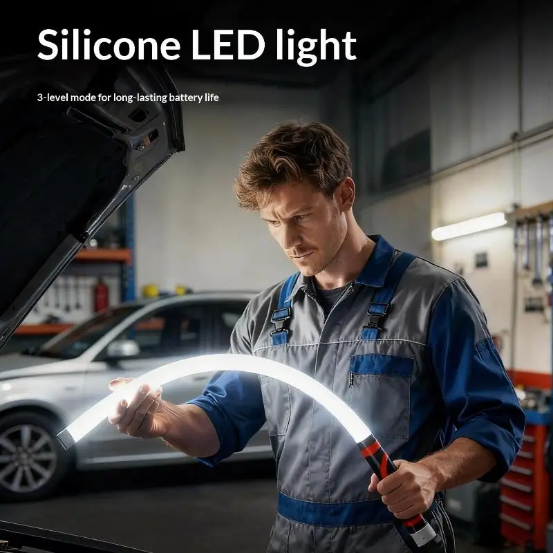 Flexible Flashlight Stick USB Rechargeable Work Light LED Inspection Lamp for Car Home Garage Repair