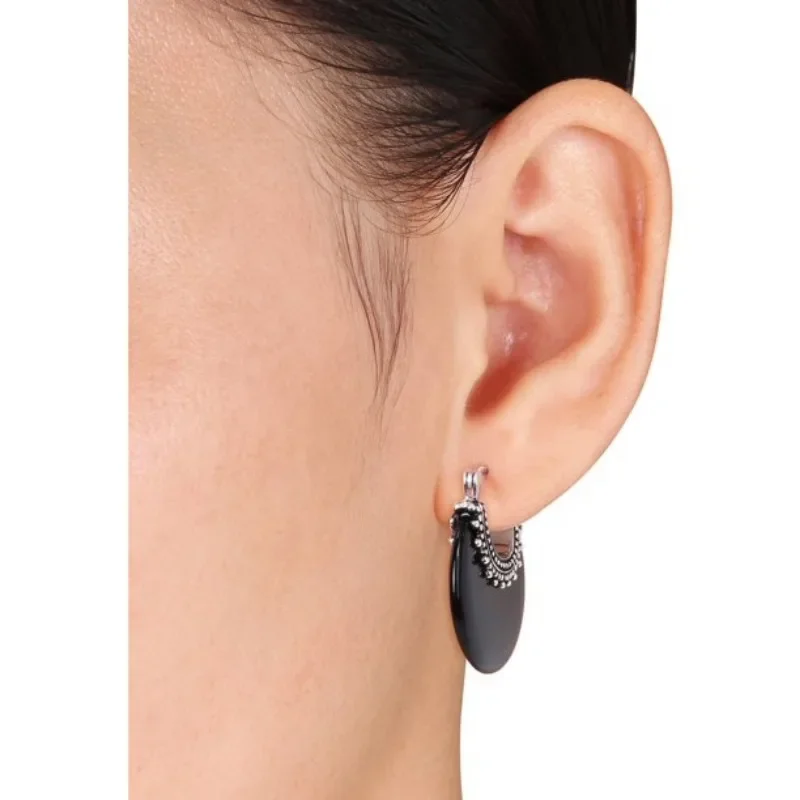 Vintage Bohemian Style Imitation Turquoise Semi-circular Temperament Earrings Women Simple Casual Jewelry Accessories