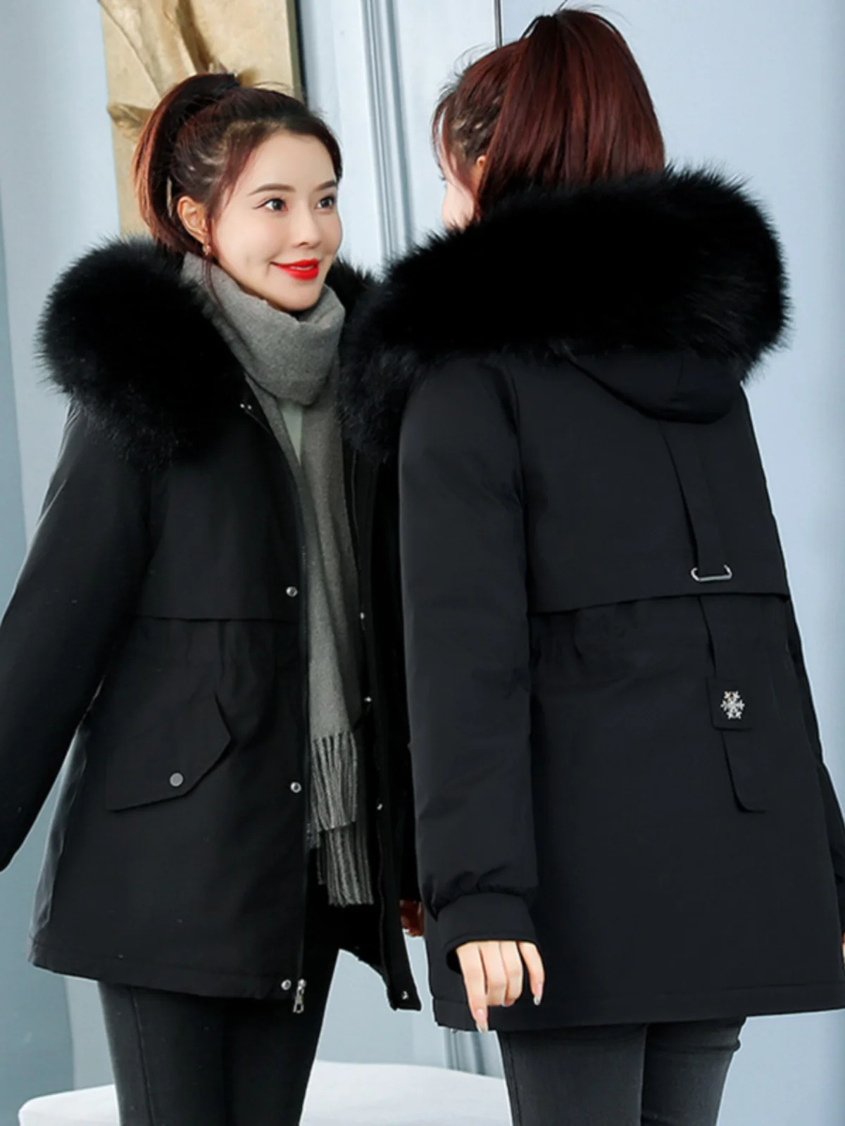 

Женская парка-пуховик в британском стиле, осенняя, с деконструктивным дизайном, утепленная флисом, оверсайз, разноцветная, для офиса