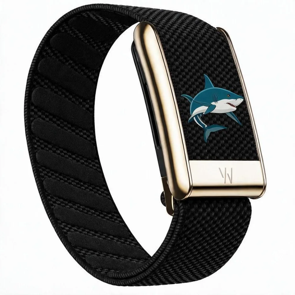 Compatible with WHOOP 5.0 MG Shark Pattern Stretch Nylon Woven Fitness Replacement Wristband