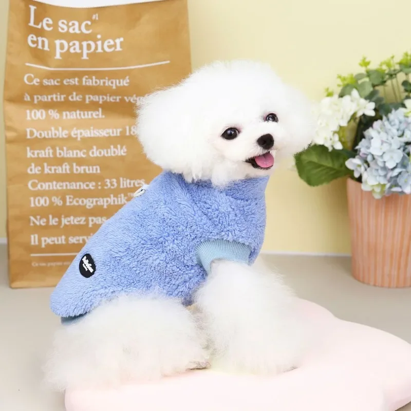 Autumn and Winter New Pet Clothes Dog Cat Teddy Two Legs Warm Solid Color Cashmere Coat Small  Medium-sized Dog Puppy Clothes