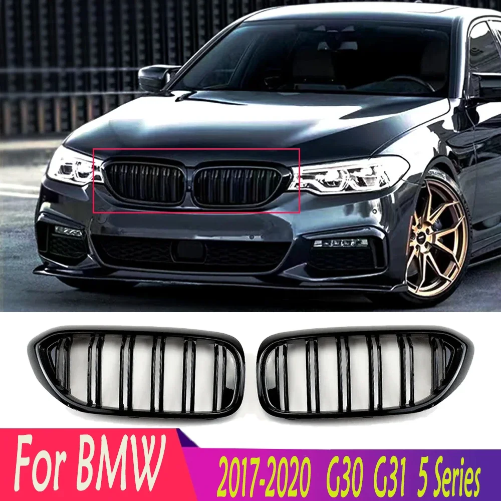 For BMW 2017-2020 5 Series M5 G30 G31 520i 530i 540i Front Bumper Grill  ABS Gloss Black Front Kidney Racing Grille Body Kit