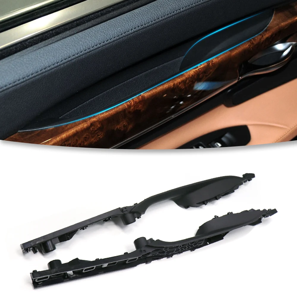 الباب الأمامي الداخلي مقبض داخلي سحب مسند الذراع الناقل الأسود لسيارات BMW 7 Series F01 F02 51419160851 أسود أمامي خلفي #3