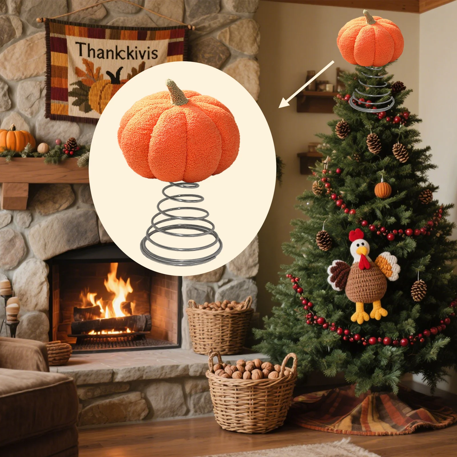 

2025 Thanksgiving Day Decoration Creative Pumpkin Shaped Ornament Christmas Navidad New Year Tree Topper Home Decor Accessories