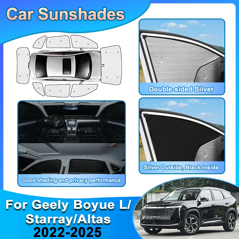 

For Geely Boyue L Accessories 2022 2023 2024 2025 Starray Altas FX11 Car Window Sun Shades Front Rear Windshield Sun Visor Cover