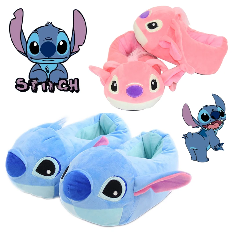 Disney Stitch Plush Slippers Cotton Shoes boys Winter Soft Warm Indoor Home Non-Slip Furry Shoes Girl Cartoon Cotton Slippers