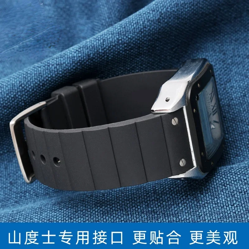 For Cartier Watch Band Sandoz Series W20121u2 Soft Watrproof Watch Strap Santos 23mm