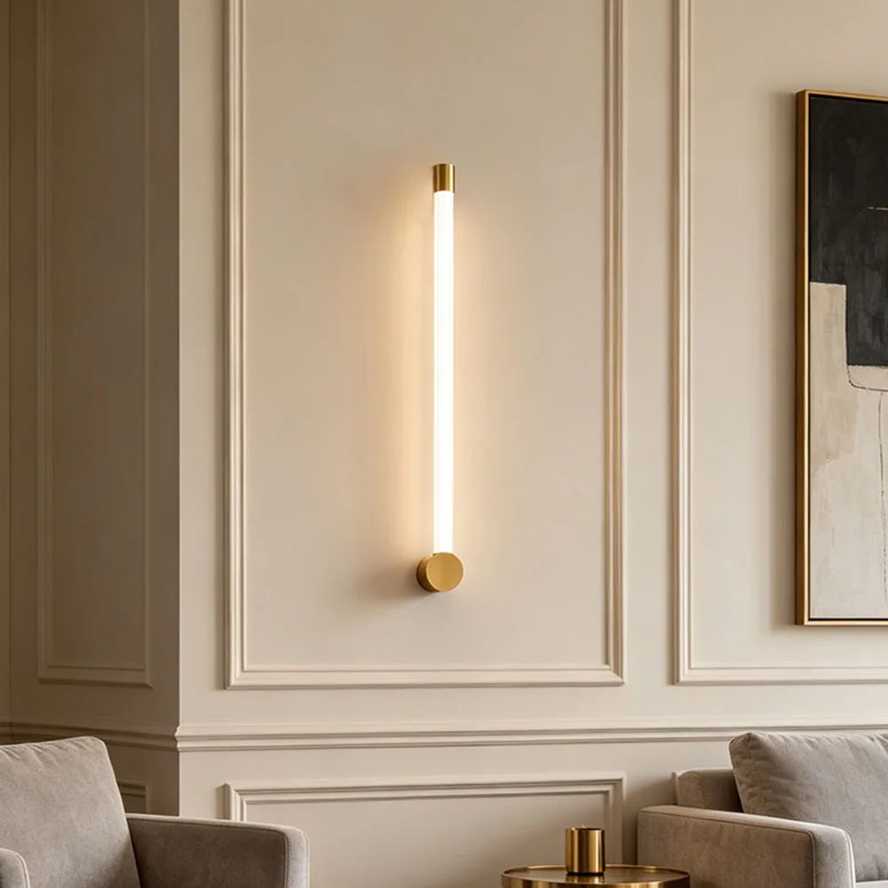 Black Brass LED Wall Sconce with Acrylic Shade Modern Linear Bathroom Vanity Mirror Light