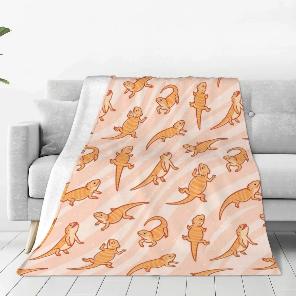 Bearded Dragons Blanket Cute Animal Travel Flannel Throw Blanket Warm Soft Couch Chair Customized Bedspread Gift Idea