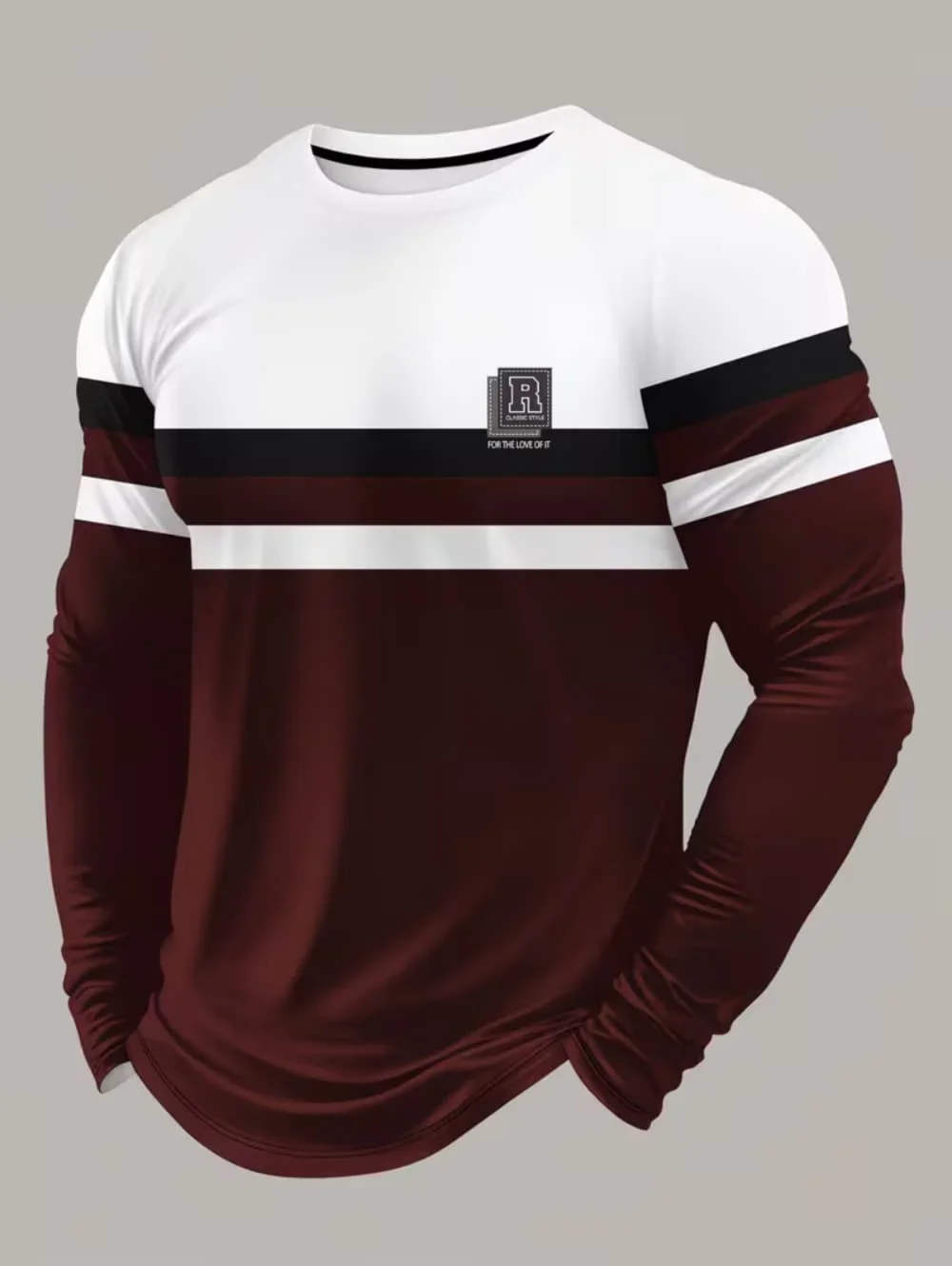 Men Green Black Striped Long Sleeve T-shirt Regular Fit Casual Crewneck Breathable Soft Everyday Fashion Lightweight Premium Top