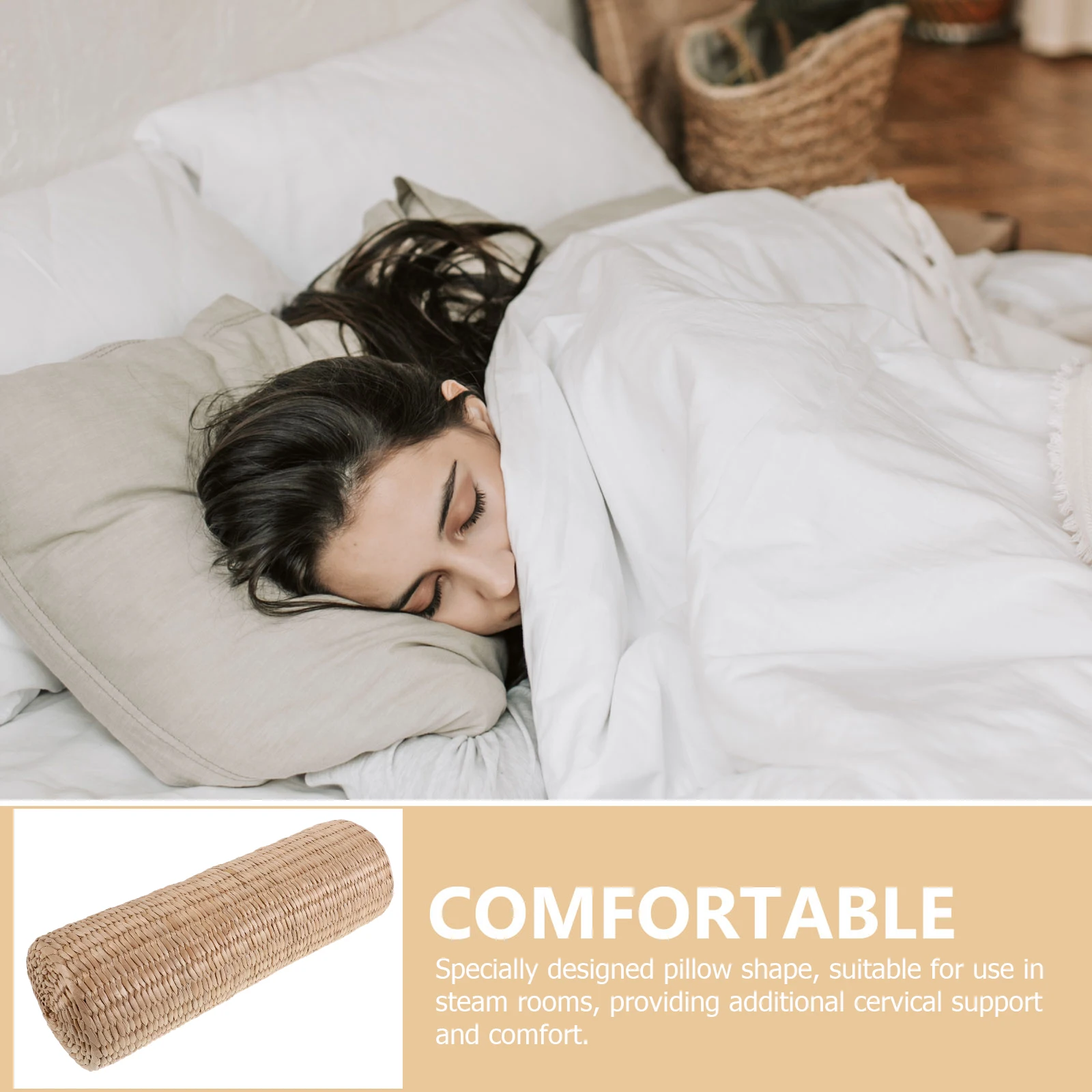 

Natural Breathable Straw Cervical Neck Pillow Woven Cooling Support for Steam Room Summer Sweat Resistant Reusable Sleeping