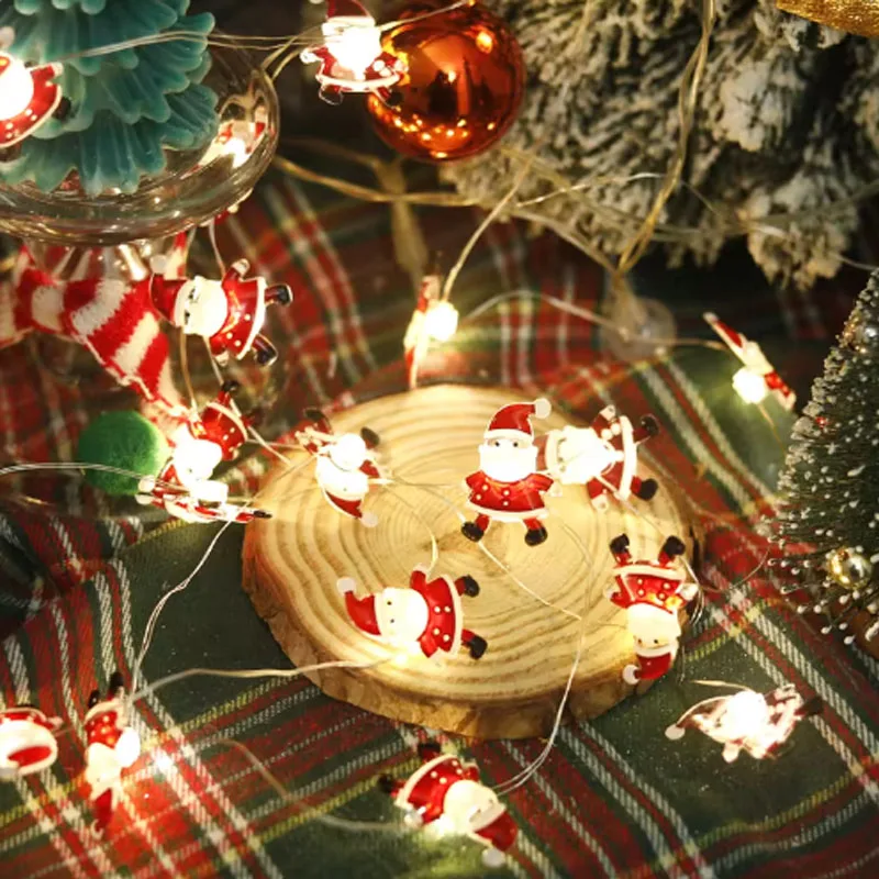 أضواء LED مقاومة للماء من الأسلاك النحاسية ، قفل عيد الميلاد ، سانتا كلوز ، رجل الثلج ، الأيائل ، ديكور العطلة ، أضواء السلسلة